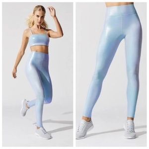 Carbon39 Takara Shine SET Full Length High Rise Leggings Bra - Iridescent Blue